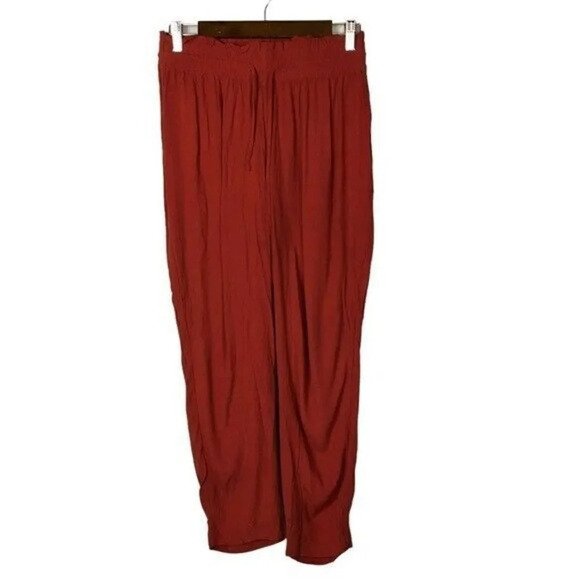 Abercrombie & Fitch Dark Orange Elastic Waist High Rise Straight Leg Pants M - Picture 1 of 3